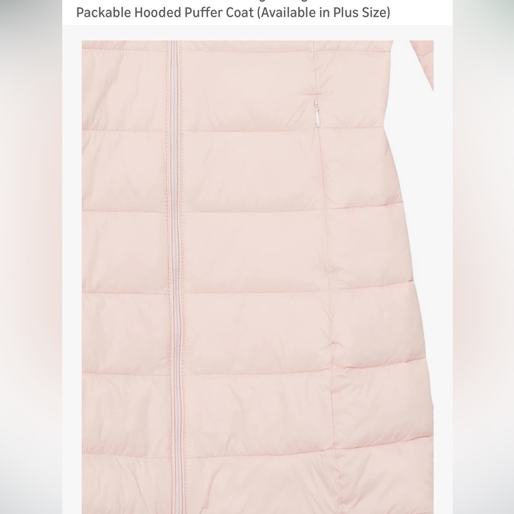 NWOT Amazon Essentials Women's Light Pink Puffer Jacket